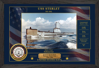USS Sterlet SS-392 Framed Patriotic Photo