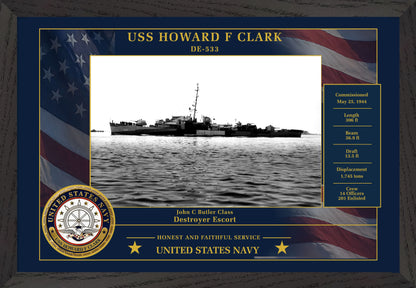 USS Howard F Clark DE-533 Framed Patriotic Photo