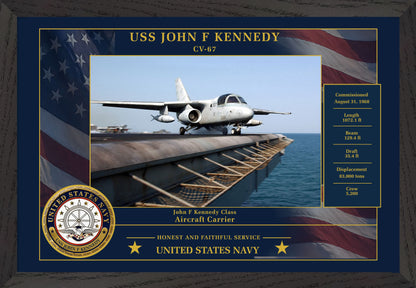 USS John F Kennedy CV-67 Framed Patriotic Photo