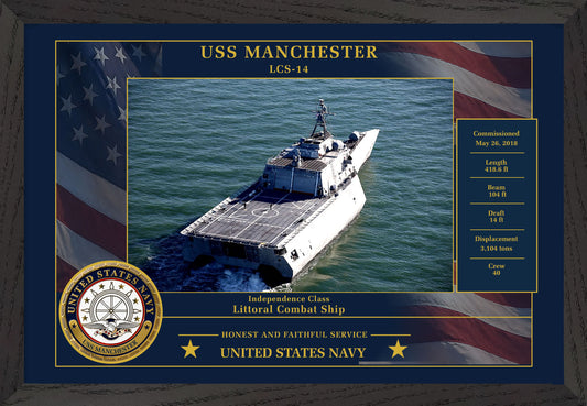 USS Manchester LCS-14 Framed Patriotic Photo
