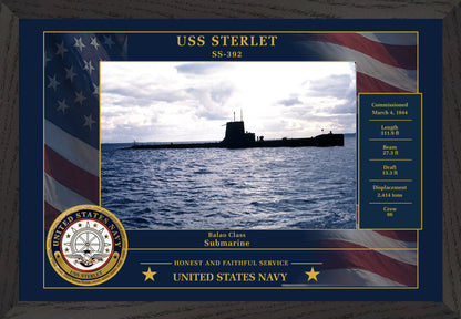 USS Sterlet SS-392 Framed Patriotic Photo
