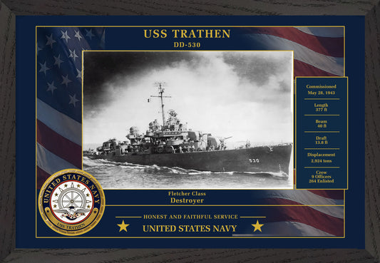 USS Trathen DD-530 Framed Patriotic Photo