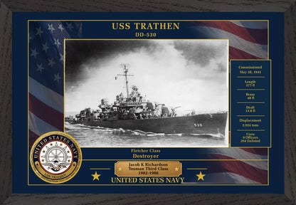 USS Trathen DD-530 Framed Patriotic Photo