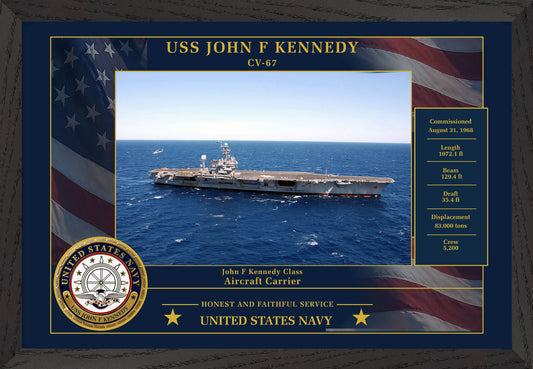 USS John F Kennedy CV-67 Framed Patriotic Photo