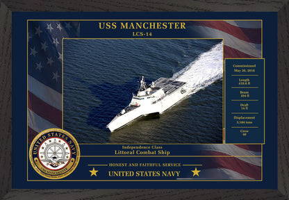 USS Manchester LCS-14 Framed Patriotic Photo