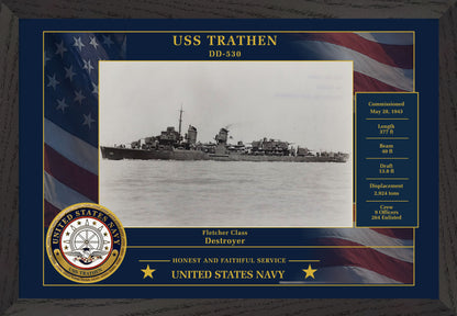 USS Trathen DD-530 Framed Patriotic Photo