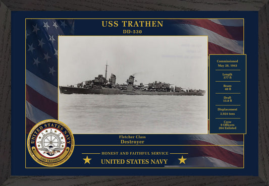 USS Trathen DD-530 Framed Patriotic Photo