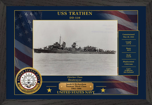 USS Trathen DD-530 Framed Patriotic Photo