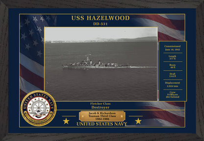USS Hazelwood DD-531 Framed Patriotic Photo