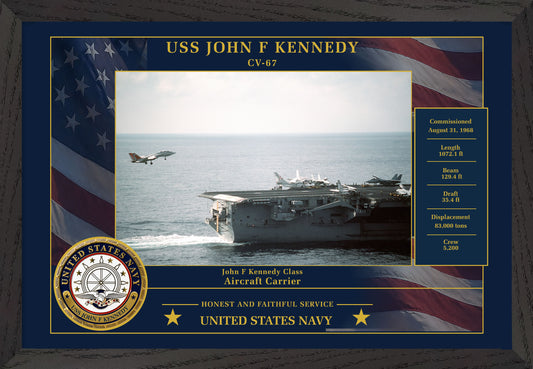 USS John F Kennedy CV-67 Framed Patriotic Photo