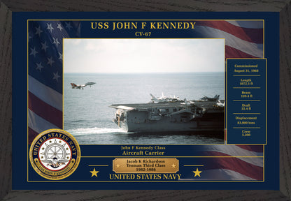 USS John F Kennedy CV-67 Framed Patriotic Photo