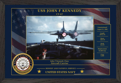 USS John F Kennedy CV-67 Framed Patriotic Photo