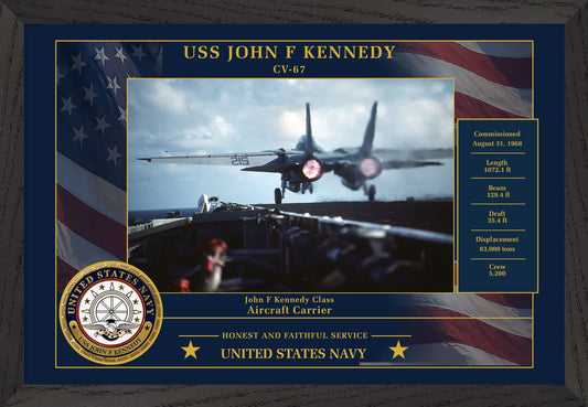 USS John F Kennedy CV-67 Framed Patriotic Photo