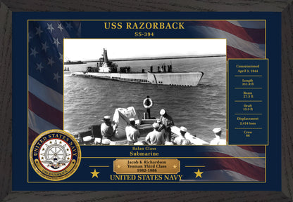 USS Razorback SS-394 Framed Patriotic Photo