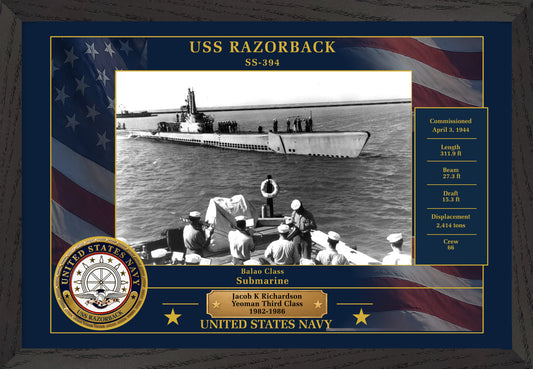 USS Razorback SS-394 Framed Patriotic Photo