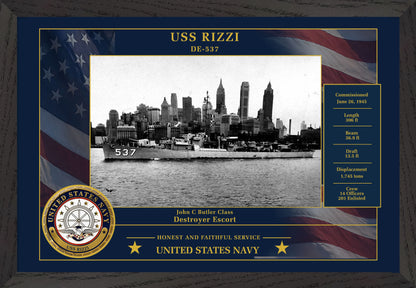 USS Rizzi DE-537 Framed Patriotic Photo