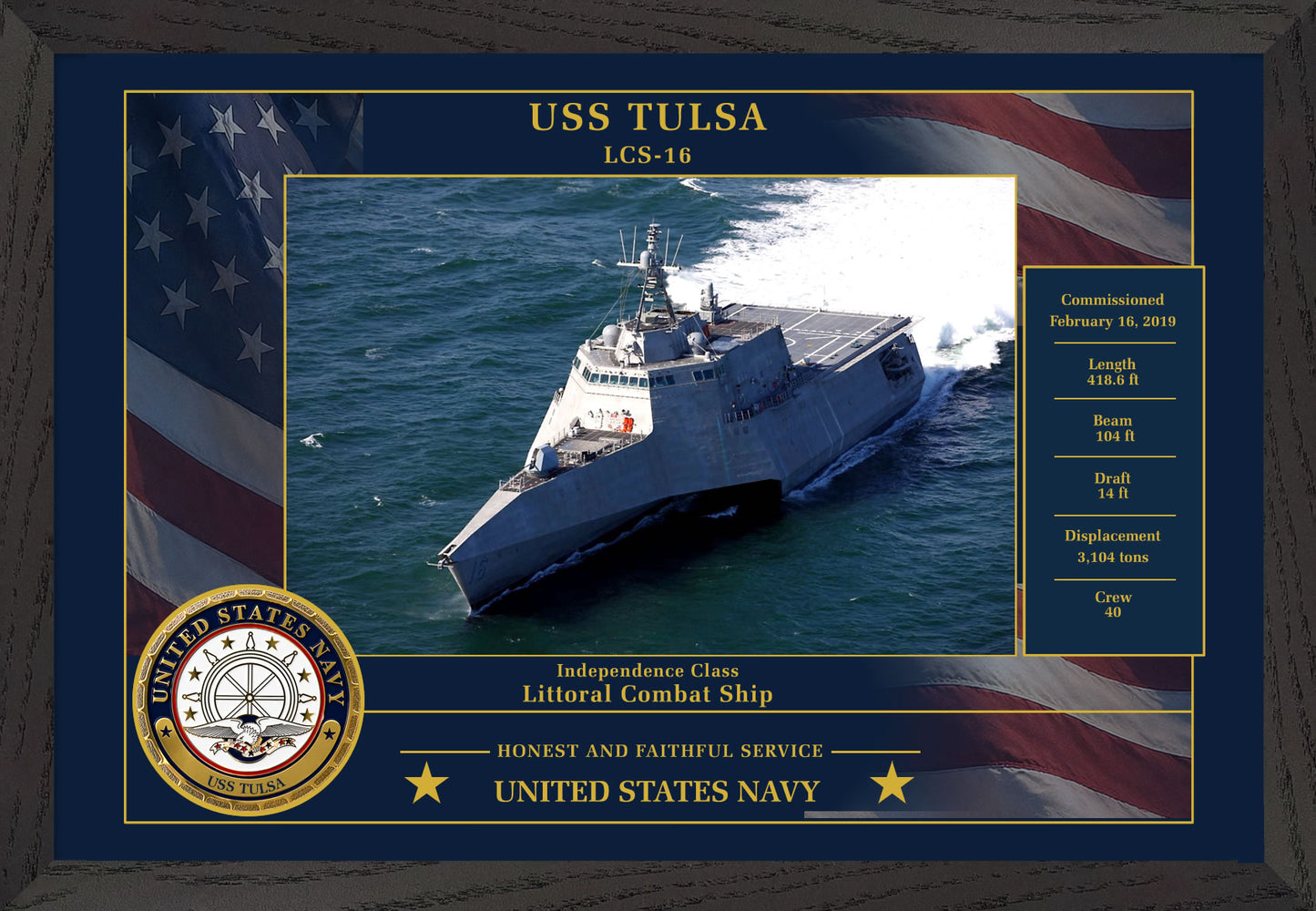 USS Tulsa LCS-16 Framed Patriotic Photo