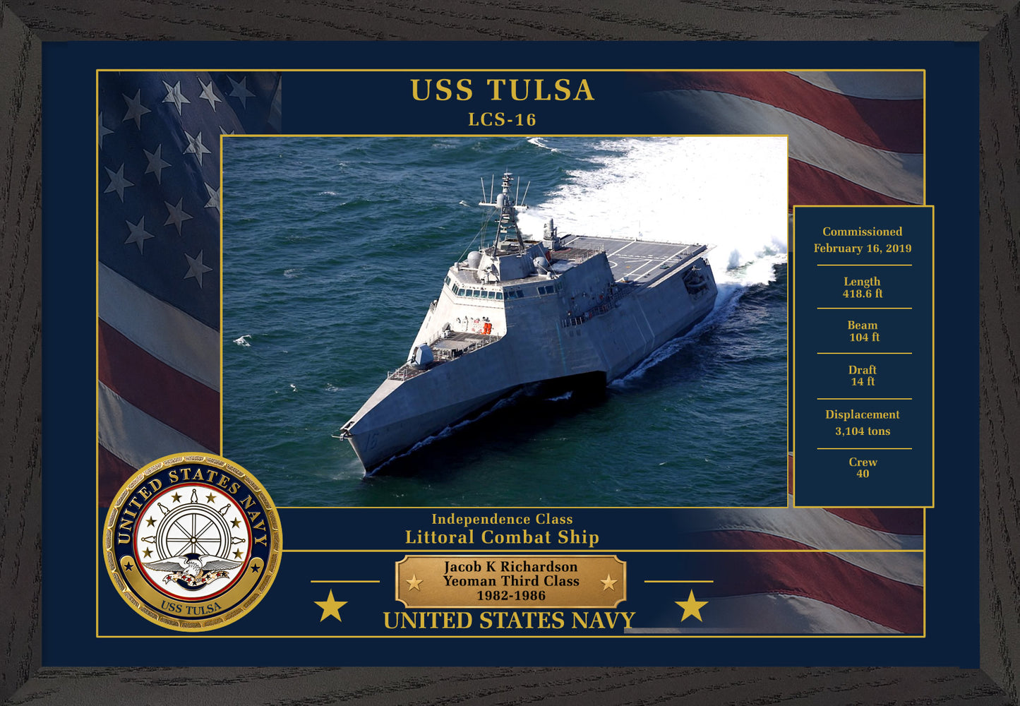 USS Tulsa LCS-16 Framed Patriotic Photo