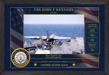 USS John F Kennedy CV-67 Framed Patriotic Photo