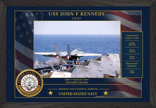 USS John F Kennedy CV-67 Framed Patriotic Photo