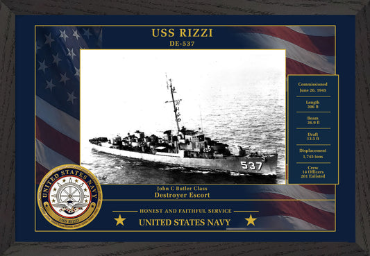 USS Rizzi DE-537 Framed Patriotic Photo