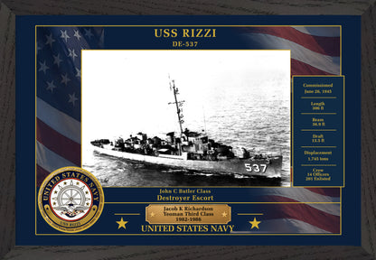 USS Rizzi DE-537 Framed Patriotic Photo