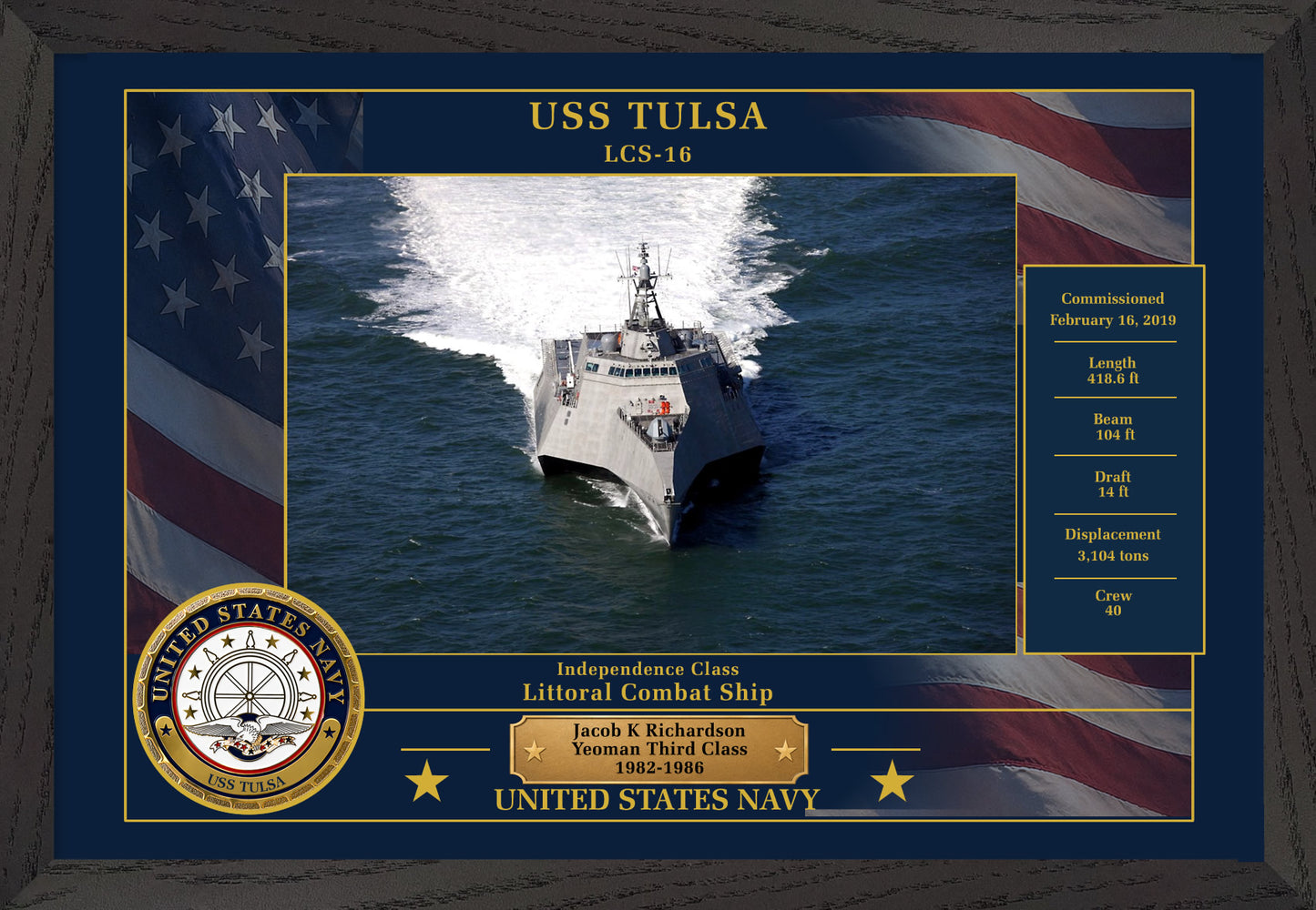 USS Tulsa LCS-16 Framed Patriotic Photo