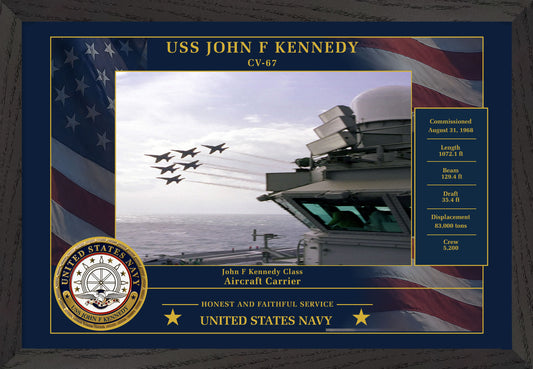 USS John F Kennedy CV-67 Framed Patriotic Photo