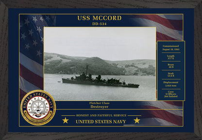 USS Mccord DD-534 Framed Patriotic Photo