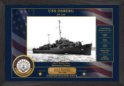 USS Osberg DE-538 Framed Patriotic Photo