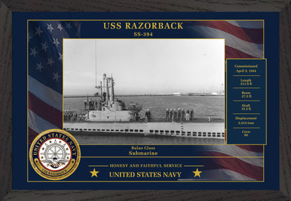 USS Razorback SS-394 Framed Patriotic Photo
