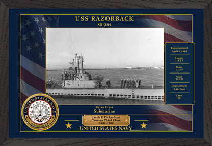 USS Razorback SS-394 Framed Patriotic Photo