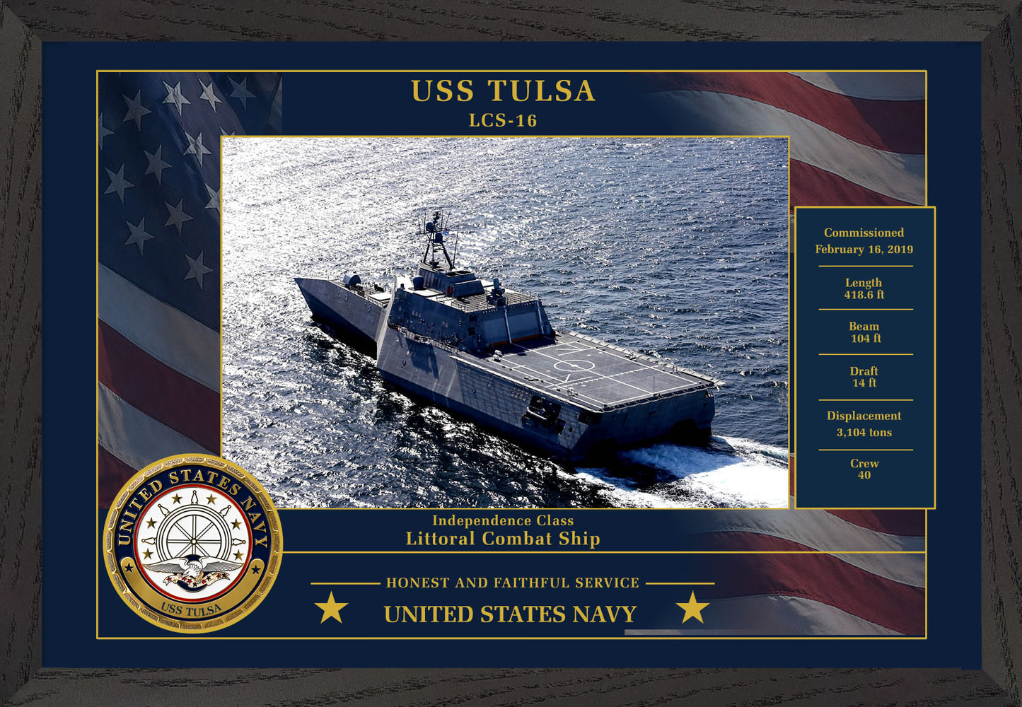 USS Tulsa LCS-16 Framed Patriotic Photo