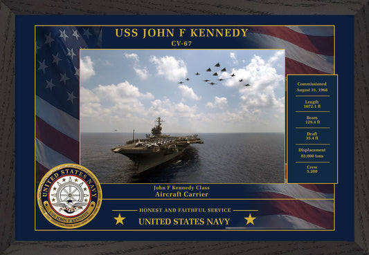 USS John F Kennedy CV-67 Framed Patriotic Photo