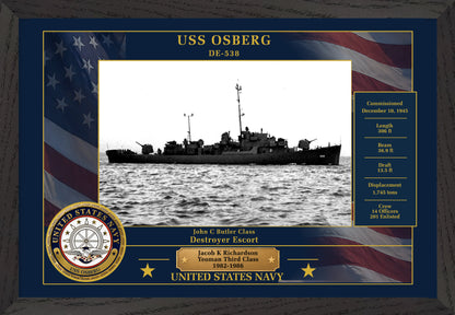 USS Osberg DE-538 Framed Patriotic Photo
