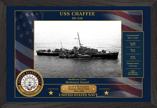 USS Chaffee DE-230 Framed Patriotic Photo