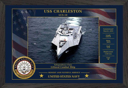 USS Charleston LCS-18 Framed Patriotic Photo