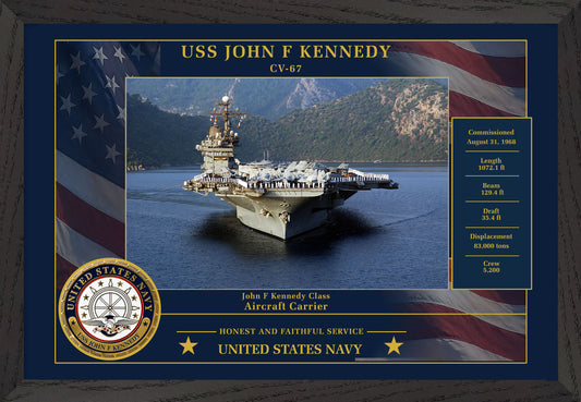 USS John F Kennedy CV-67 Framed Patriotic Photo