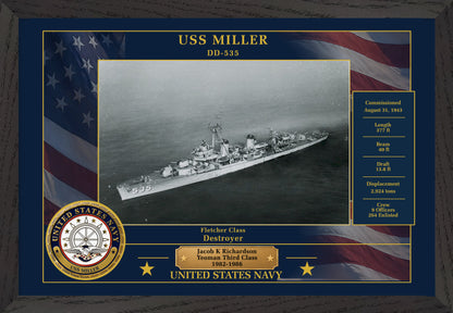 USS Miller DD-535 Framed Patriotic Photo
