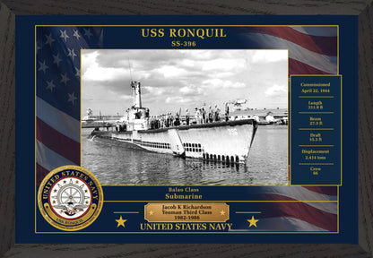 USS Ronquil SS-396 Framed Patriotic Photo