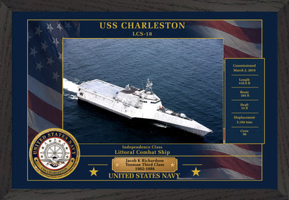 USS Charleston LCS-18 Framed Patriotic Photo
