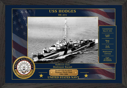 USS Hodges DE-231 Framed Patriotic Photo