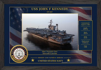 USS John F Kennedy CV-67 Framed Patriotic Photo