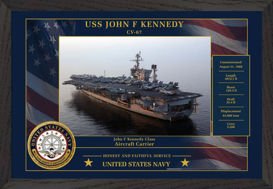 USS John F Kennedy CV-67 Framed Patriotic Photo