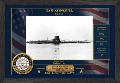 USS Ronquil SS-396 Framed Patriotic Photo