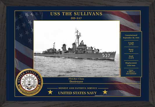 USS The Sullivans DD-537 Framed Patriotic Photo