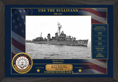 USS The Sullivans DD-537 Framed Patriotic Photo