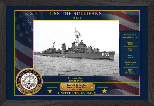 USS The Sullivans DD-537 Framed Patriotic Photo