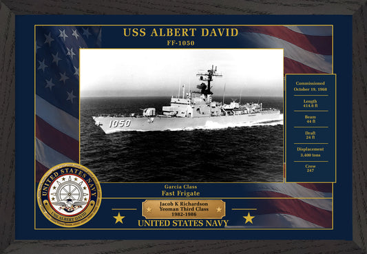 USS Albert David FF-1050 Framed Patriotic Photo