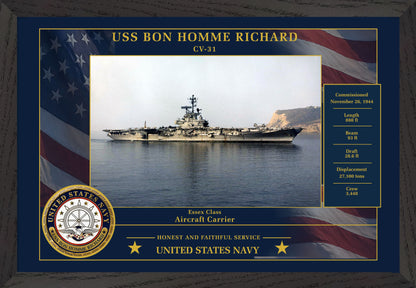 USS Bon Homme Richard CV-31 Framed Patriotic Photo